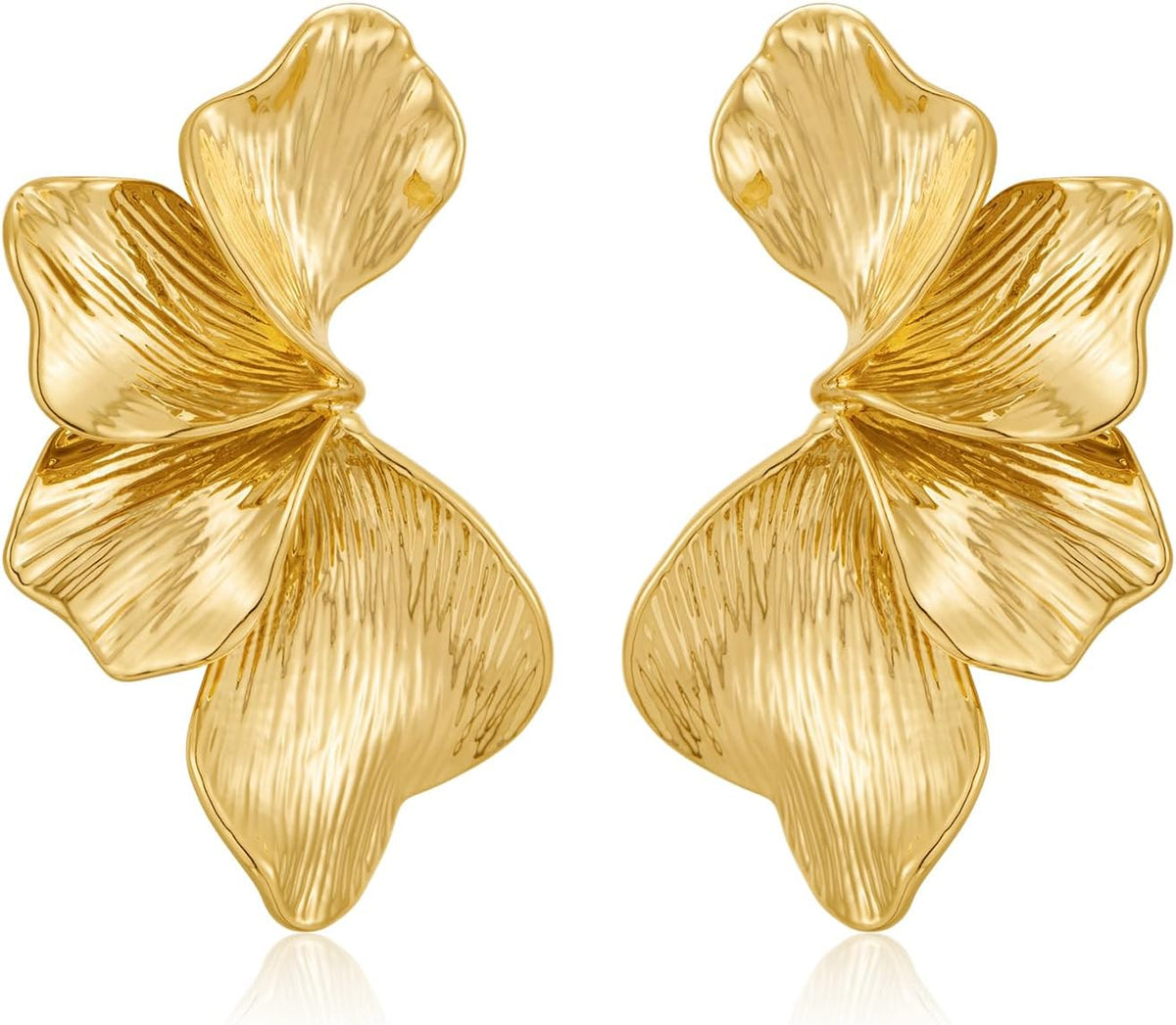 Amara Sculptural Statement Earrings gold-tone floral design