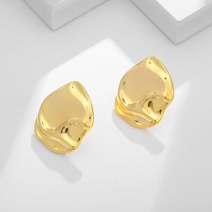 Irregular Gold Stud Earrings for Women Hammered Silver Stud Earrings Statement Geometric Earrings Vintage Gold Earrings