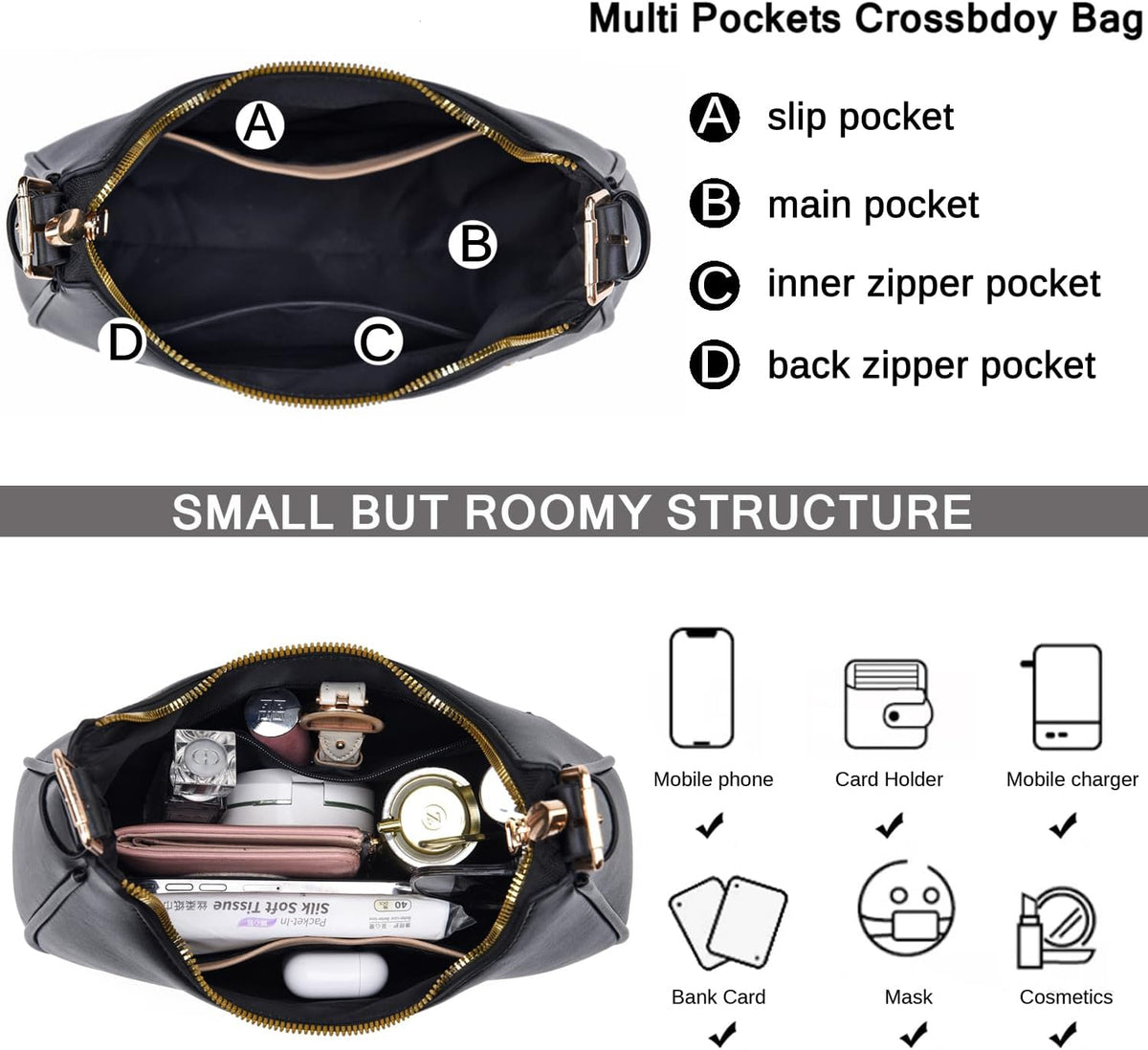 Small Crescent Shoulder Bags Purses for Women Retro Hobo Tote Bag Handbag