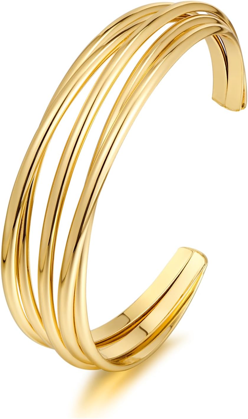 Aurelia Sculptural Cuff gold-tone multi-layer open cuff bracelet