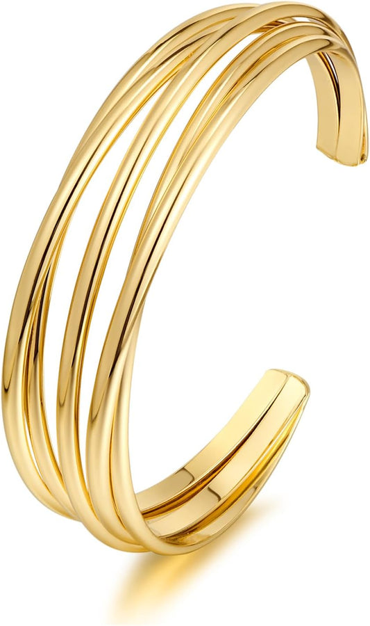Aurelia Sculptural Cuff gold-tone multi-layer open cuff bracelet