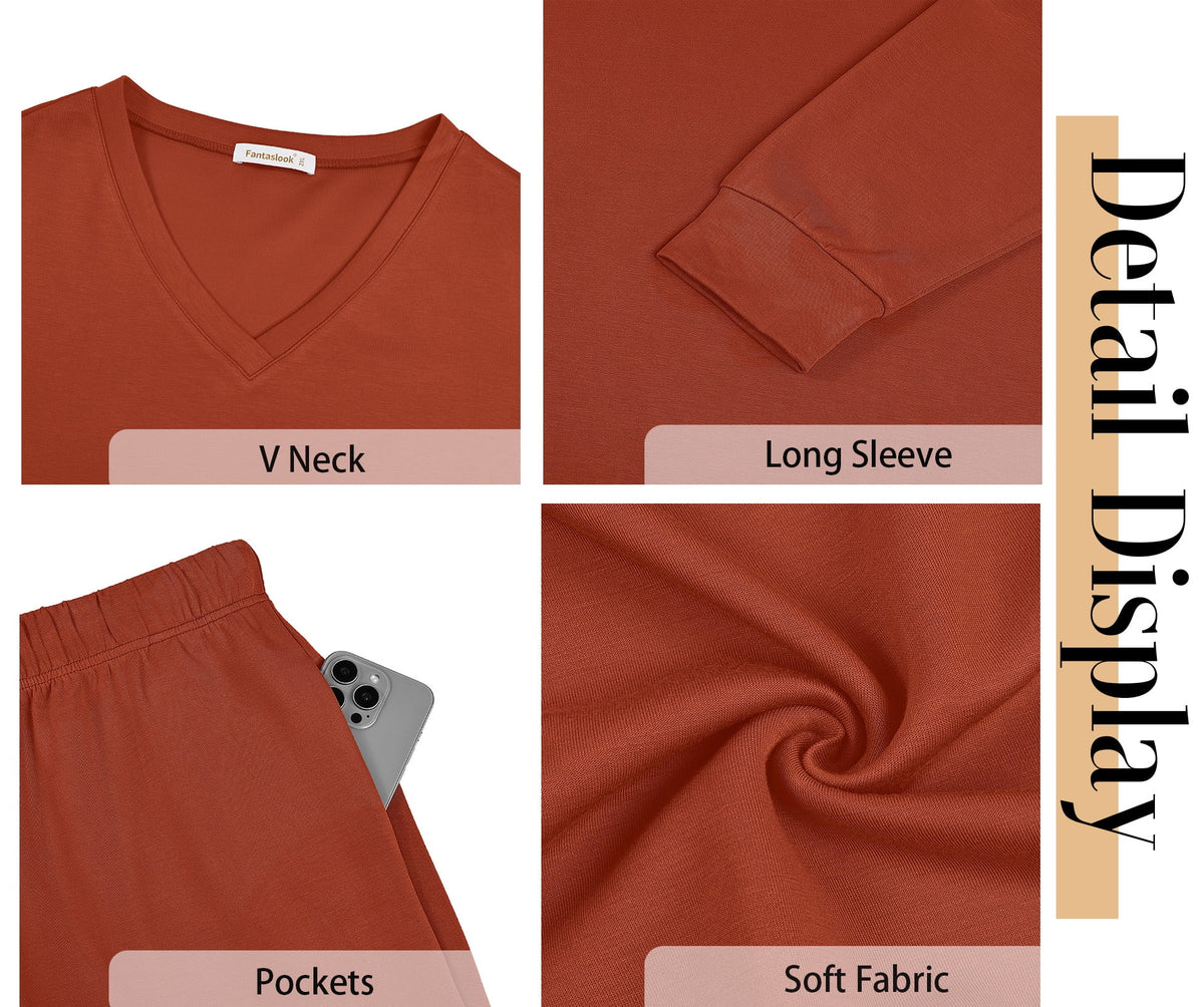Two Piece Sets for Women Fall Outfits Fashion Lounge Sets V Neck Tops and Jogger Pants Tracksuit Vacation Travel Outfits