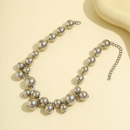 Chunky Pearls Statement Choker Necklace for Women,14K Gold Large Beaded Punk Ball Cluster Collar Necklace Party Dainty Jewelry Gift