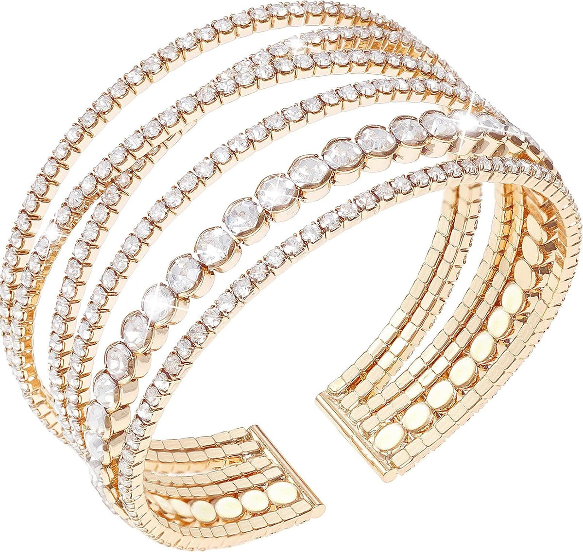 Celeste Crystal Cuff multilayer gold-tone crystal bracelet