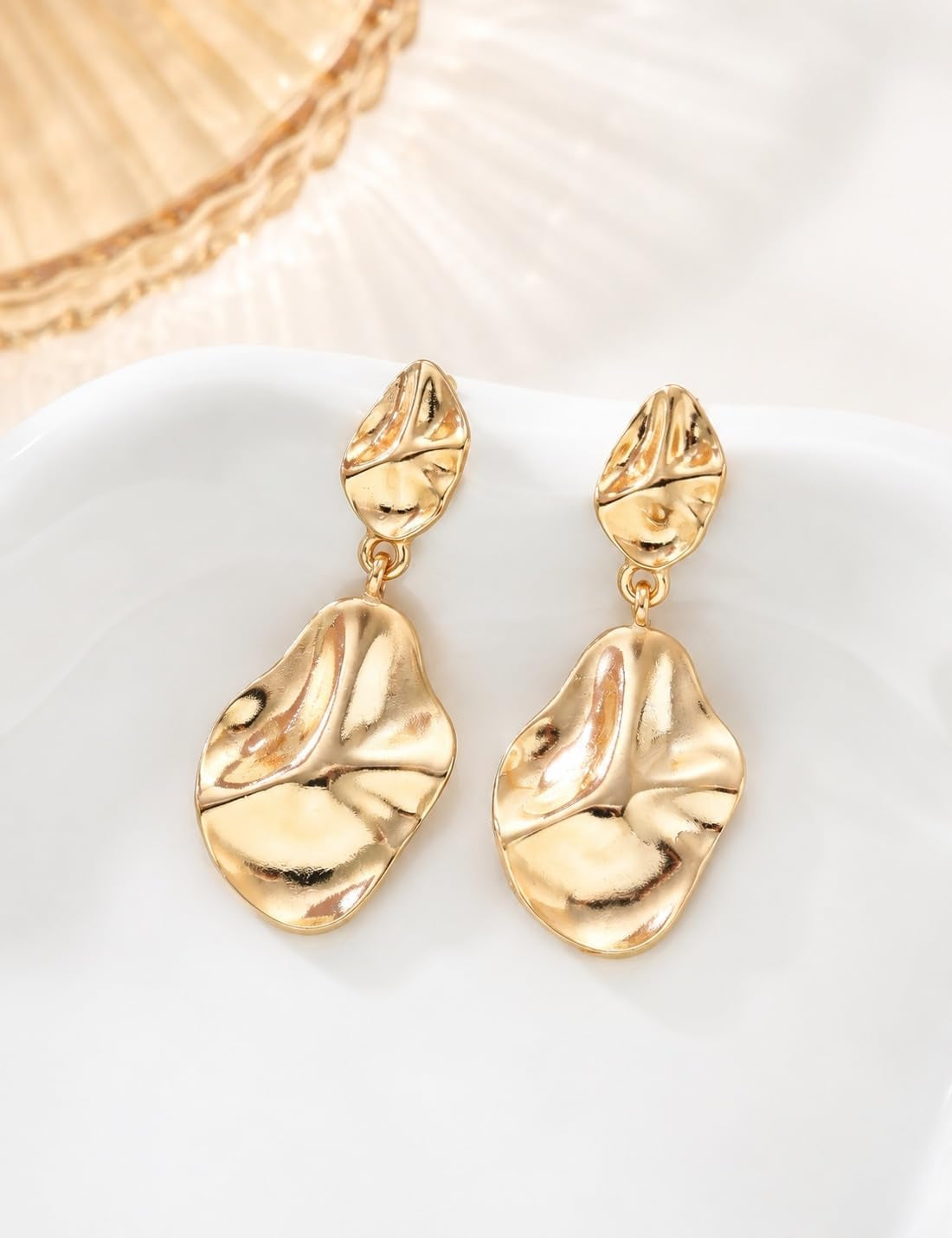 6 Pairs Chunky Gold Earrings for Women Gold Plated Knot Earrings Trendy Statement Drop Dangle Teardrop Lightweight Hypoallergenic Fashion Accessories Jewelry Set Gifts for Women